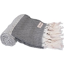 Bersuse 100% Cotton Hierapolis Turkish Towel - 37x70 Inches, Black (Set of 6)