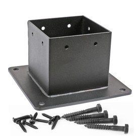Antsky 4×4"(Actual：3.5×3.5inch) Post Stainless Steel Flange Anchor Base with Screws for Deck Railing，Black Finish (1 Pack)
