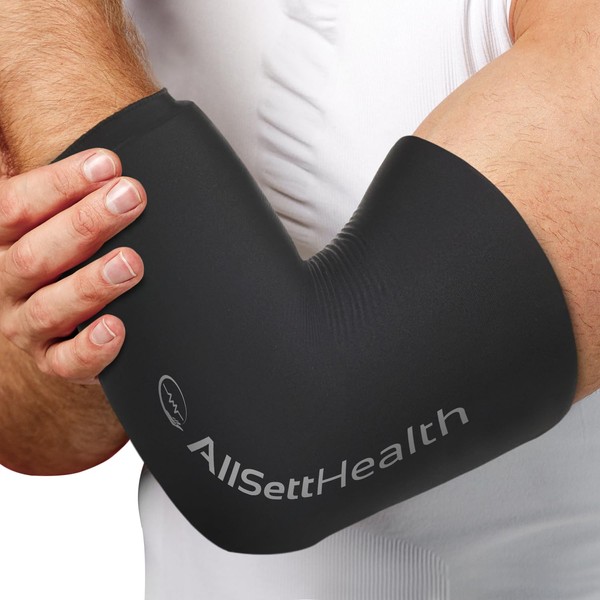 AllSett Health Elbow Ice Pack Wrap - Hot and Cold Compression Sleeve, Knee Ice Pack Sleeve (360° Coverage) | Tennis Elbow Relief and Support for Joints, Muscles, Knee, Legs