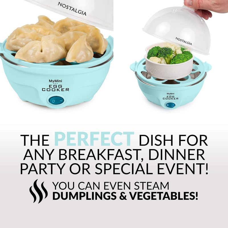 Nostalgia Retro Electric Large Hard-Boiled Egg Cooker, 7 Capacity, Poached,