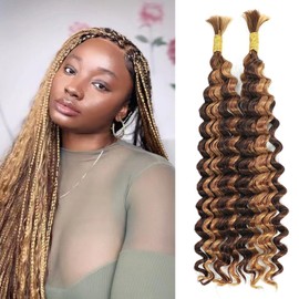Human Hair Extensions For Braiding Human Hair Braiding Hair For Micro Braids 20 Inch Double Drawn 100% Human Hair Bulks No Weft Knotless Boho Braid Jet Black Deep Wave 1b 100g（50g x 2）