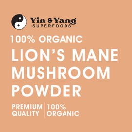 Organic Lion's Mane Mushroom Powder 250g, by Yin & Yang Superfoods (250 Servings). Premium Quality Hericium Erinaceus - Vegan - Palm Oil and GMO Free