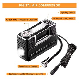 AUTODECO 98 PCS Roadside Car Emergency Assistance Kit with Portable Air Compressor Jumper Cables Safety Hammer All in One Pliers Tool Set（Orange）