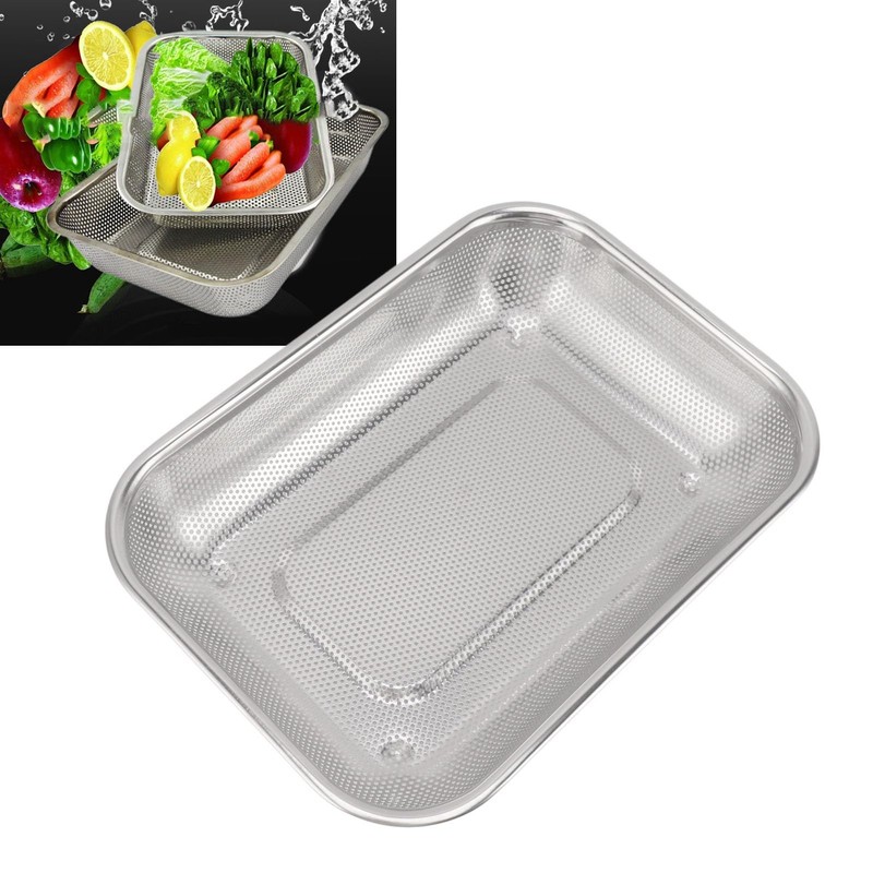 Rectangular Strainer Basket Stainless Steel Colander Strainer, Convenient Drainage, Moderate