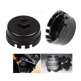 TEXVOKIE 14 Flute Oil Filter Wrench Cap Oil Filter Cap Wrench Removal Tool 64mm Fit for Toyota Corolla Camry RAV4 Lexus, 4 Runner, Tundra 2.5-5.7L Engine