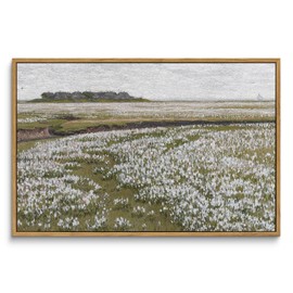 InSimSea Framed Canvas Wall Art Vintage Decor, Classical Grassland Paintings Large Wall Art, Meadow Full of Flowers Wall Pictures for Living Room Farmhouse Bathroom Wall Decor, 16"x24"