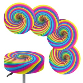 gearider Bar Stool Chair Cover, Colourful Lollipop Print Super Comfy & Washable Round Stool Bench Cushion Slipcover (Small, 4 Pieces)
