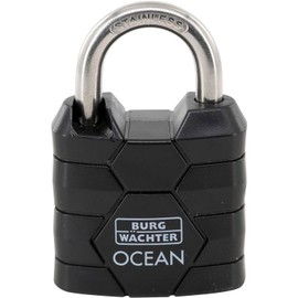 Burg Wächter Padlock Weatherproof Width 44 mm Rustproof and Seawater Resistant Padlock with 2 Keys Brass / Plastic