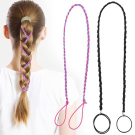 2pcs Braided Hair Ties for Women，UHOMENY Long Ponytail Holders Elastic Hair Bands Scrunchies Pony Tails Ties for Women Ponytails Sports Workout Swimming Diving Riding