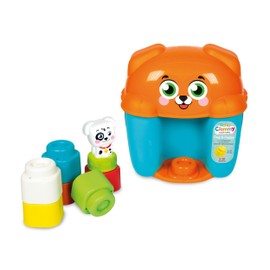Clementoni Soft Clemmy Puppy Bucket - With Soft Building Blocks & Figures for Baby & Toddlers from 6 Months - Motor Skills Toy with Building Blocks 17769