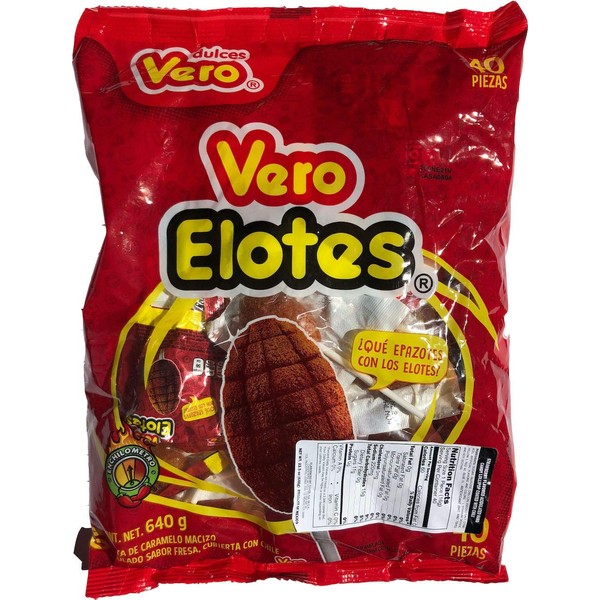 Vero Elotes Candy, 40 PCS with FREE Cachepigui Lollipop Candy (1BAG)