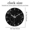 Constantplanet Marble Minimalist Wall Clock for Living Room Black Wall