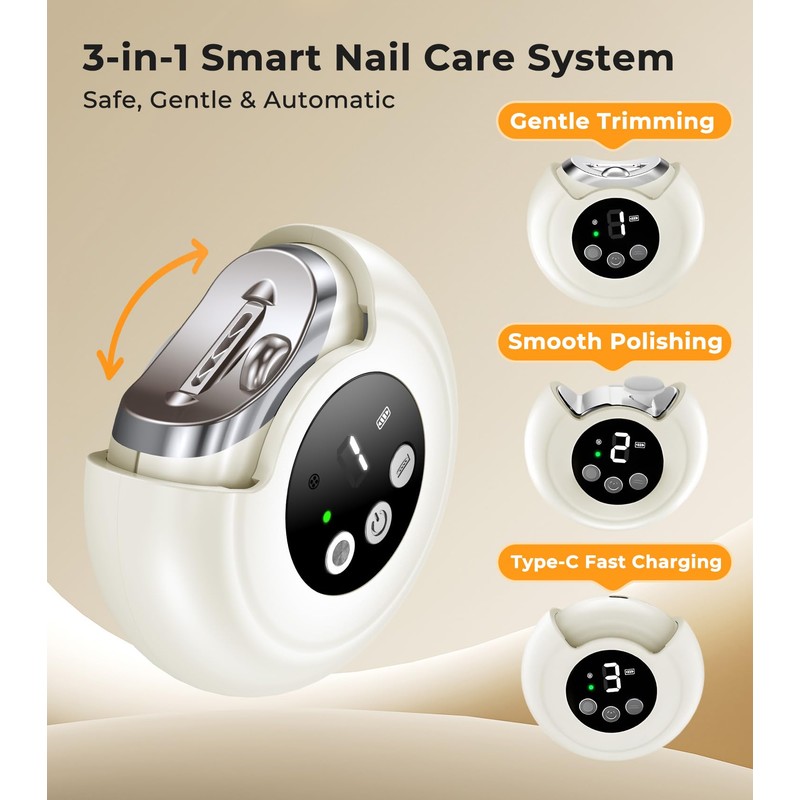 Electric Nail Clipper & No-Bending Long Handle Toenail Cutter Set