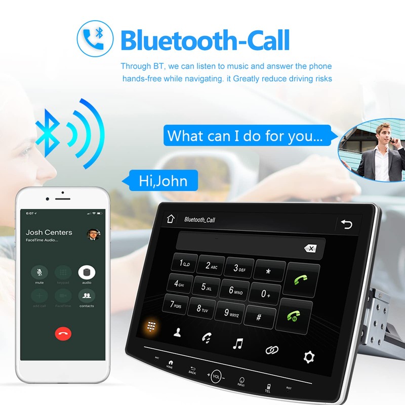 CAMECHO Android 13 Single Din Car Stereo with Navi, 10.1