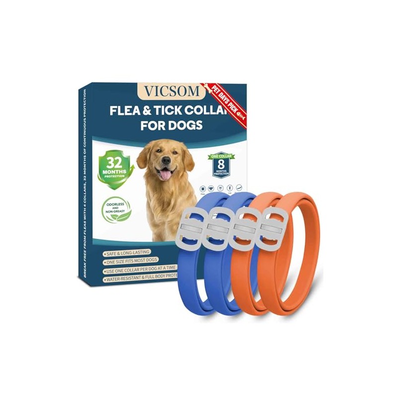 Dog Flea and Tick Collar 4 Pack, Waterproof Adjustable Collar