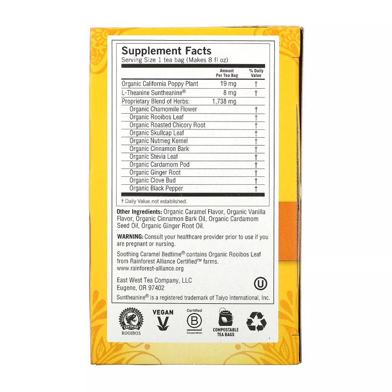 Yogi Tea Soothing Caramel Bedtime Caffeine Free 16 Tea Bags