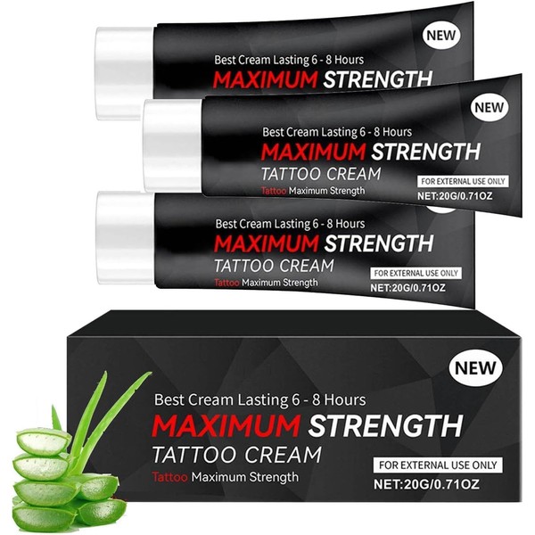 3pcs Tattoo Numibing Cream Gel,Maximum Strength Tattoo Cream, 20g/0.710z, Keep