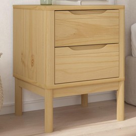 vidaXL Bedside Cabinet Floro - Solid Pine Wood Nightstand with Drawers - Wax Brown - 17.7"x15.4"x22.4"