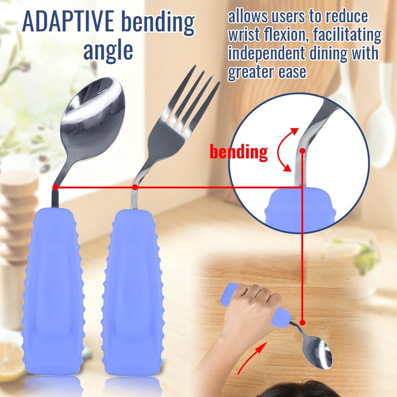 Adaptive Utensils Set – Ergonomic Angled Fork & Spoon for