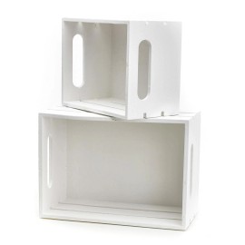 Not Available Hampton Art Good Wood Wood Crate, White, 2 Pc, Finished Wood, 9"/7" -