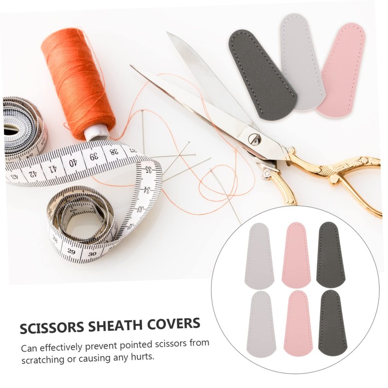 Mikinona 6Pcs Leather Scissor Protective Case Portable Scissor Cover for