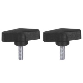 QUARKZMAN Pack of 2 Thumb Screws with T Wing Knobs, M8 x 25 mm, Plastic T-Head, Carbon Steel, 55 mm Threaded Bolts, Clamping Screw, Wing Screw, Grab Handles, Clamping Knob for Machine