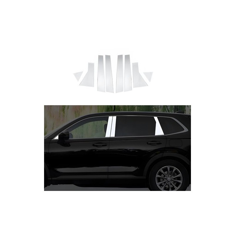 KEALAS 8 PCS Stainless Steel Chrome Silver Window Pillar Post