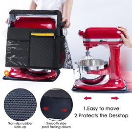 Adorila Stand Mixer Cover Compatible with KitchenAid Mixer 6/7/8 Quart, Protective Covers with Appliance Sliders Base, Pockets for Kitchen Aid Accessories and Attachments