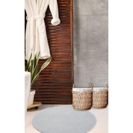 andiamo Arezzo Soft Bathroom Rug - Bath Mat Non-Slip Machine Washable and Durable Absorbent Bath Mat and Shower Mat, 67 cm Round, Grey
