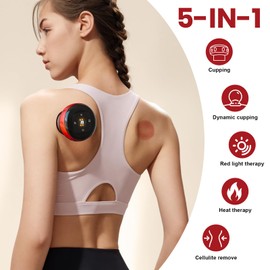 Becommend 5-in-1 Smart Dynamic Cupping Therapy Set with 20-Level Heat & Suction, Cupping Kit for Massage Therapy, Electric Cupping Device with Red Light for Back Pain, Knots, Soreness Relief (Red)