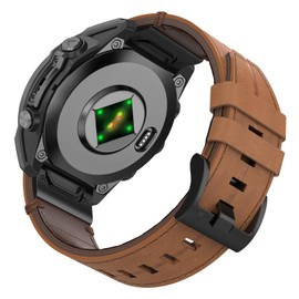 Leather Strap for Garmin Fenix 7X, 26mm Genuine Leather Band QuickFit Replacement Strap for Fenix 8 51mm, FEnix 6X, FEnix 6X Pro, FENix 5X, FENix 5X Plus, FENIX 3, FENIX 3 HR, Descent MK1 D2