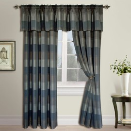 United Curtain Plaid Window Curtain Panel, 54 by 84-Inch, Taupe/Brown