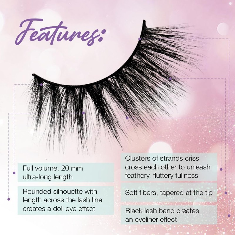 Ardell Winks Par'tay Lashes, Full Volume, 20mm Ultra-Long False Eyelashes,