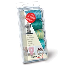 Gutermann Embroidery 12 100 Percent Machine Cotton Thread Set, Aqua