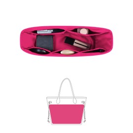 KINGS IN BAG Bag Organizer with Satin, Purse Organizer Compatible with LV NF Bag, Lightweight Tote Bag Insert with Multiple Pockets for Storage, Large Capacity(Neverfull MM, Magnolia)