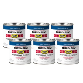 Rust-Oleum 7727730-6PK Stops Rust Brush On Paint, Half Pint, Gloss Royal Blue, (Pack of 6)