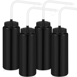 Domensi 4 Botellas de Agua Deportivas de 1 Litro con Pajita Larga Botella de Agua sin BPA Fácil de Usar de Plástico con Casco Deportivo en Fútbol ​​Béisbol Gimnasio Yoga (Negro)
