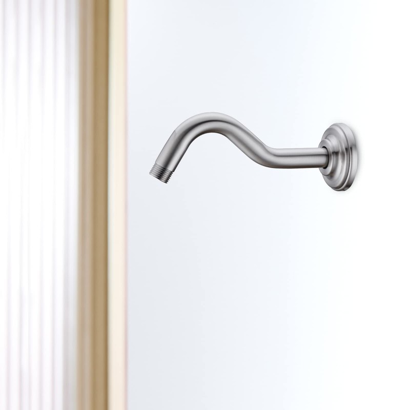 8 Inch S-Shape Curved Shower Arm with Flange Stainless Steel