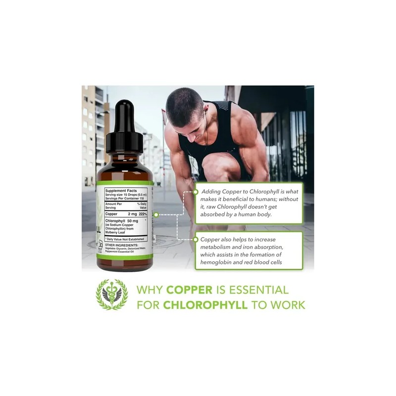 Clorofila Líquida Sabor Menta 100% Natural Energía