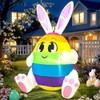 5FT Easter Inflatables Outdoor Decoration Colorful Egg with Bunny Ears,
