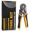 Ferrule Crimping Tool Kit with Wire Connectors, AWG24-8 Sawtooth Self-Adjustable