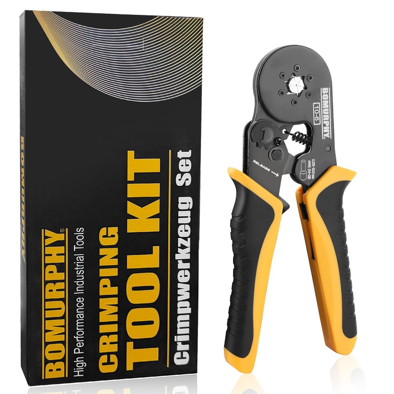 Ferrule Crimping Tool Kit with Wire Connectors, AWG24-8 Sawtooth Self-Adjustable