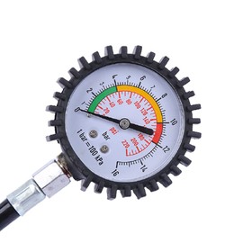 Youery Tyre pressure gauge, air pressure gauge, highly precise car tyre pressure gauge, 16 bar and 220 PSI, air pressure gauge with flexible, air hose tyre gauge for cars, trucks, bicycles