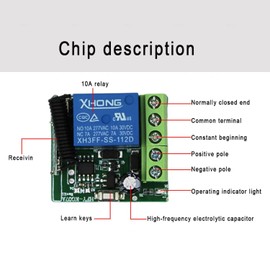 DC 12V Remote Control Switch 433Mhz RF Wireless Relay Receiver Remote Control Light Switch Module Garage Door Remote for Motor, Light, Gate door, DIY Wireless Controller(1 Recever and 2 Transmitter)