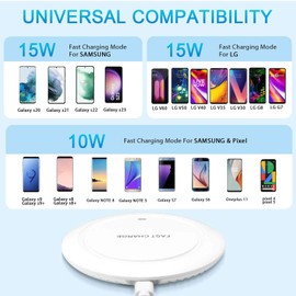 Wireless Charger, 15W Max Fast Wireless Charging Pad Compatible with Asus Google Nexus 7 (2013)