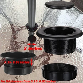 UpinFun Patio Table Umbrella Hole Ring Plug Cap Set for Outdoor Parasol Table Hole Cover Insert Pole Replacement Stabilizer Parts Black
