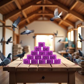 Juroicessry 100Pcs Purple Number (001-100) Inner Diameter 8mm Pigeon Leg Poultry Dove Bird Band Rings Foot Pigeon Supplies Parrot Clip Bird Toys