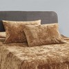 Fredsure Distressed Velvet Sheet Set, 4 Pieces Caramel Gold Queen,