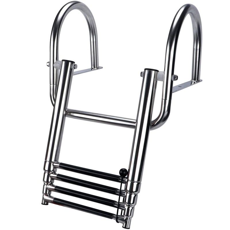 Mojiate 4-Step Stainless Steel Pontoon Boat Ladder - Foldable Telescoping