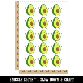 Friendly Avocado Buddy Temporary Tattoo Water Resistant Fake Body Art Set Collection - 15 2" Tattoos (1 Sheet)